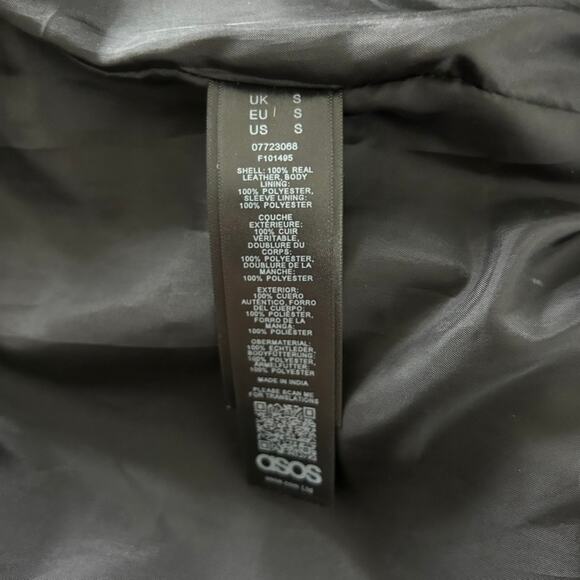 EUC ASOS‎ 100% Real Leather Fringe Moto Jacket Sz Small Black Western Boho Biker - Picture 6 of 16